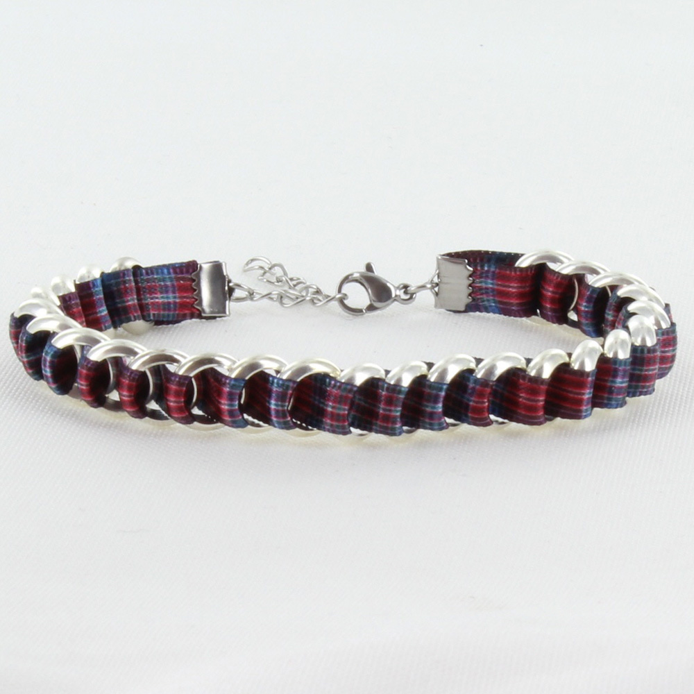 Tartan Bracelet, Silver Plated, Ribbon Maile, MacBean Tartan